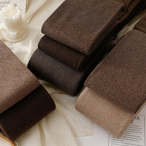 秋冬加厚保暖复古咖啡色打底袜女