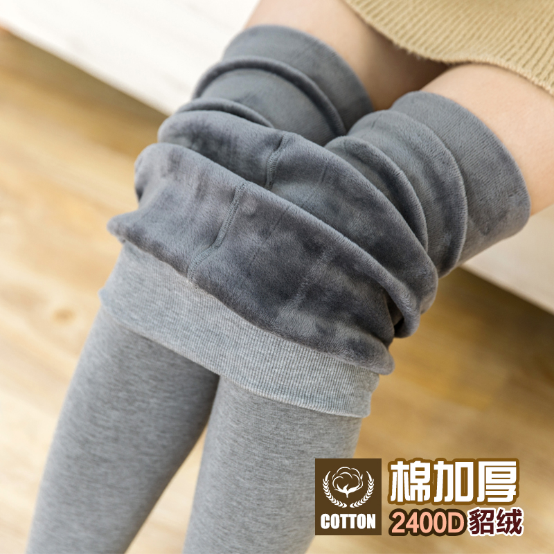 秋冬加厚灰色连裤袜保暖微压踩脚