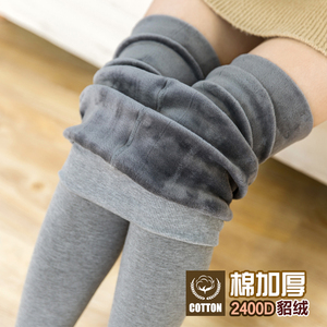 秋冬加厚加绒棉灰色连裤袜保暖显瘦美腿袜女微压黑色踩脚打底袜子