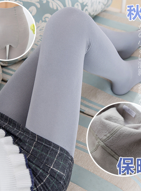 秋冬日系加厚加绒浅灰色连裤袜保暖毛圈显瘦烟灰色丝袜打底袜子女