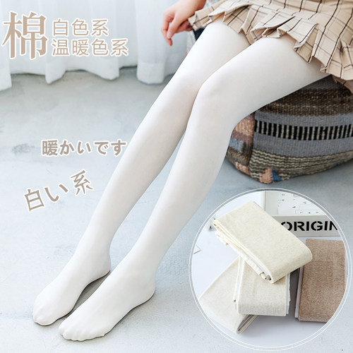 日系春秋款燕麦米白色打底袜子