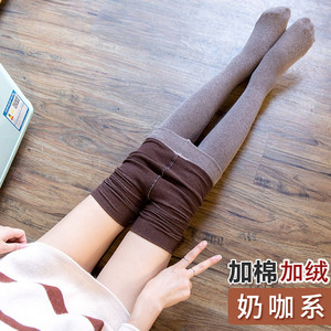 秋冬季加绒加厚奶咖色连裤袜日系咖啡色显瘦美腿袜黑色打底袜子女