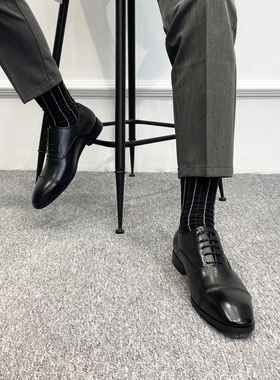 正装系带商务尖头三接头牛津皮鞋内增高新郎结婚男士加绒保暖3546