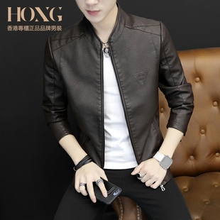 春季皮衣男修身韩版潮流男士外套飞行员潮牌春秋冬加绒皮夹克