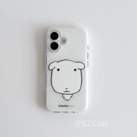 X2 Case: Korean style, soft and cute, white background with lines, a cute little dog, matte finish, 18pro, suitable for 17 iPhone 16Pro Max phone case, iPhone 17 Pro new model, 15 protective case, full package, shockproof thumbnail 6