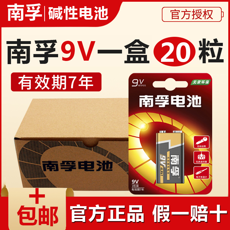 南孚9V九伏碱性电池6F22万用表万能表方块形电源烟雾报警器叠层电池方形玩具遥控器无线话筒麦克风干电池批发-封面