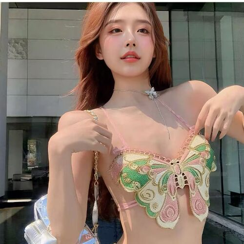 性感蝴蝶肚兜上衣女外穿大码