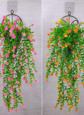 户外仿真壁挂长条绿植挂墙假花藤条墙面塑料假叶子吊兰装饰卧室内
