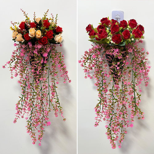 仿真玫瑰雏菊百合墙面遮挡花藤
