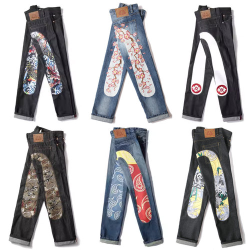 大M潮牌龙腾福神牛仔裤
