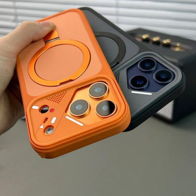 新款创意适用苹果17promax手机壳磁吸支架iPhone16透明14肤感磨砂