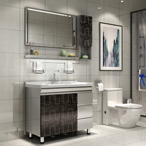 不锈钢浴室柜落地柜组合洗手盆洗脸盆柜组合现代简约卫生间卫浴柜