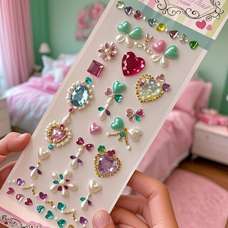 跨境热卖 亚克力宝石贴纸女孩演出脸部贴珠儿童diy化妆彩色水晶贴,模玩/动漫/周边/娃圈三坑/桌游,其他类型纸模,淘宝优惠券,粉丝福利购,淘宝优惠卷