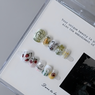 轻奢纯手工穿戴甲可爱卡通兔子假手指美甲贴片成品指甲贴片套装