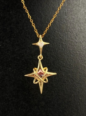 简约微镶十字星八芒锁骨链