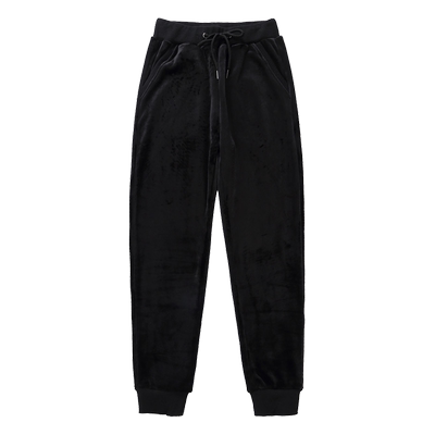 金丝绒长裤运动裤聪彩高腰松紧腰