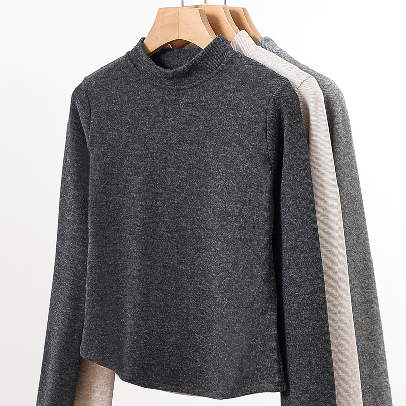 半高领德绒打底衫大码女装春秋冬季长袖保暖内搭修身显瘦上衣t恤
