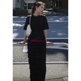 原厂追加！松本惠奈C1ane 圆领后开叉不对称褶皱连衣裙18112-5182