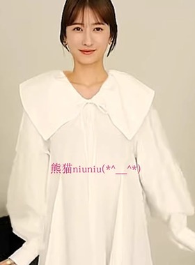 原厂追加D！松本惠奈C1ane 纯色大翻领灯笼袖系带衬衫 18122-4012