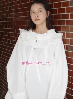 原厂追加D！松本惠奈C1ane 纯色气质荷叶花边系带衬衫 19122-4192