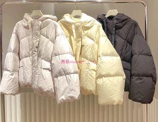 纯圆可对比！新品Fr*y家 纯色系带连帽休闲百搭羽绒服