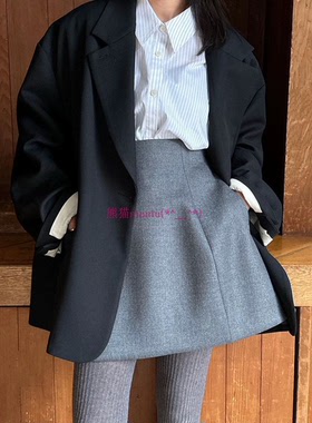 纯圆现货推荐！松本惠奈C1ane 设计感高腰A字迷你西装显瘦半身裙