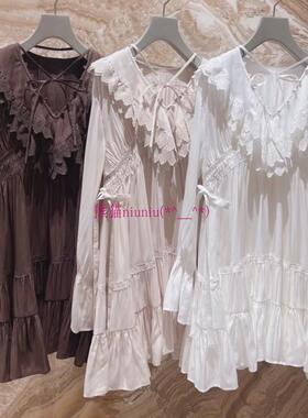 气质减龄！纯元S家 纯色V领荷叶花边喇叭袖衬衫连衣裙