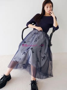 纯圆限定款！S家 一字肩大翻领针织拼接印花薄纱连衣裙