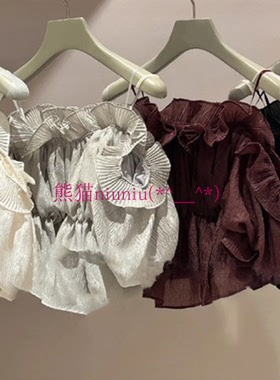 又甜又欲！纯圆款S家 泡泡袖一字领露肩荷叶边提花衬衫