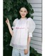 新款 雪纺衫 周也秀 蝴蝶结后系带泡泡袖 纯圆S家 短袖