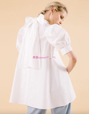 纯YD特别系列！ 现货~ Ce1f0rd 泡泡袖蝴蝶结纯色衬衣CWFT201084