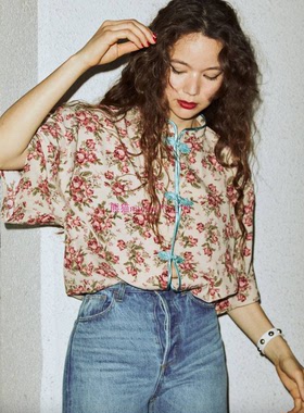 原厂D推荐！日系j0uet*e 经典中国风复古印花盘扣衬衫 0822304015