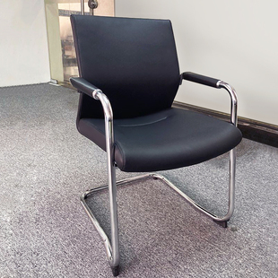 简约办公椅子会议椅弓形黑色皮面靠背电脑椅家用舒适会客椅麻将椅