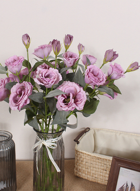 洋桔梗仿真花摆件客厅摆设餐桌上的花 假花拍照道具 白色紫色绢花