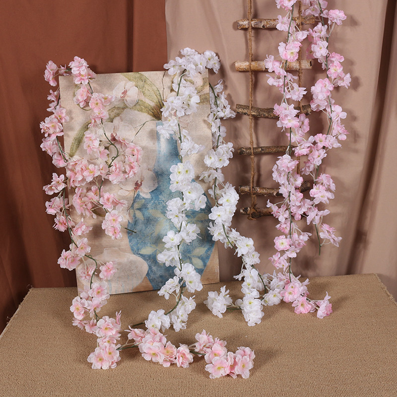 装饰花藤仿真花藤条假花藤蔓室内房顶空调缠绕饭店吊顶樱花绣球藤