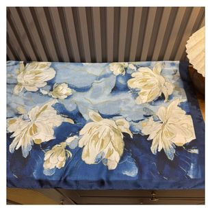 【蓝调花意】70*70秋冬新款中国风围巾时尚百搭（594）