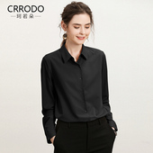 秋季 长袖 衬衣 女士轻奢高级感职业装 宽松上衣寸衫 衬衫 黑色秋冬新款