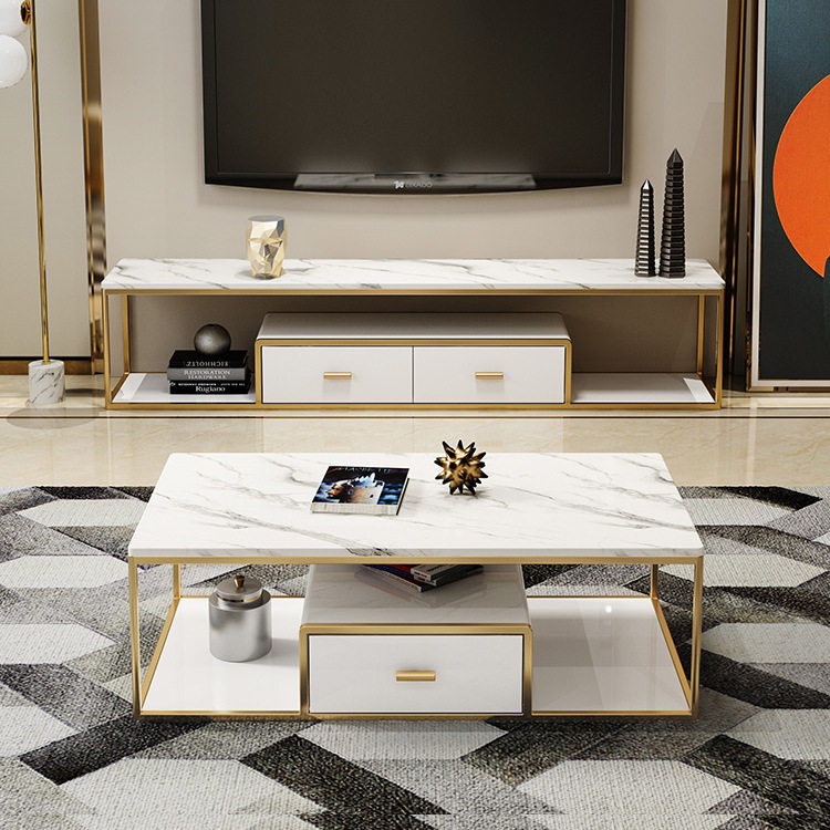 轻奢户型大理石电视柜茶几组合 铁艺长方形视听柜小客厅家用茶几|ruв категории жилой мебели, кабинет, телевизионный шкаф - от Buy2taobao.com для оказания профессиональной услуги покупки агента Taobao