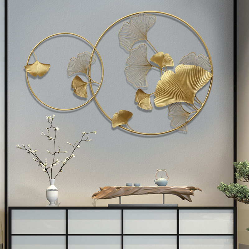 古典轻奢风客厅壁挂家居装创意双圈金色银杏叶壁饰吉祥卧室玄关在类目 家居饰品, 壁饰中 - 来自Buy2taobao.com提供专业的淘宝代购服务