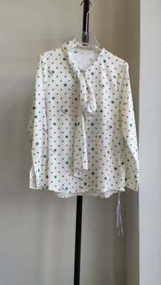 哈祥XI正品断码亏清 秋装新款 百搭圆点印花长袖雪纺衬衫女上衣