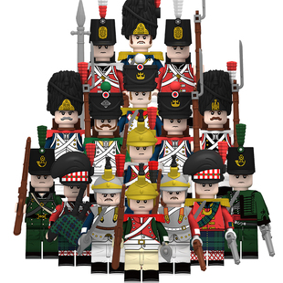 中古欧洲拿破仑战争中国积木人仔线列步兵俄罗斯古代士兵拼装积木