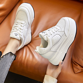 子女2024年春季 新款 真皮休闲厚底板鞋 小白鞋 内增高单鞋 8cm小个子