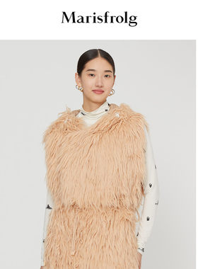 玛丝菲尔冬季藕粉色无袖白鹅绒短装羽绒服女秋冬