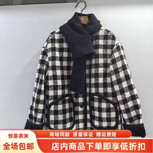 时尚 2025女新款 格子白鸭绒小香风羽绒服短外套 1冬装 阿曼珂5D7571