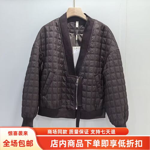 艾丹辰KLD-W6390冬装2026女款时尚长袖格纹夹克夹丝绵宽松短外套