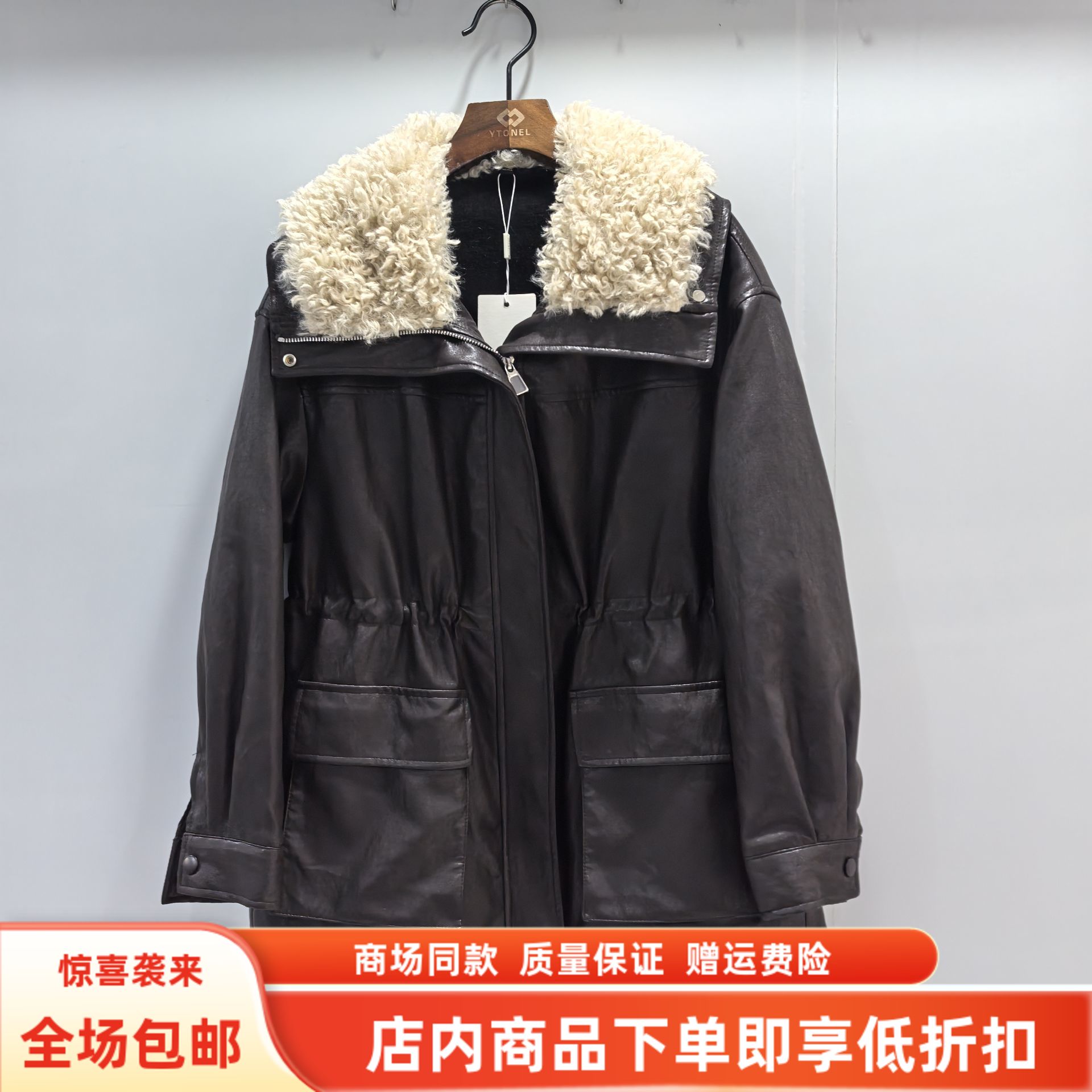 安悦锦25C817冬装2025女新款休闲加厚毛毛翻领加绒派克服皮衣外套