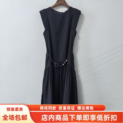 G262L656夏装2026女新款时尚韩系无袖圆领遮肚皱褶长款气质连衣裙