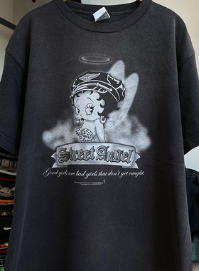 Bettyboop贝蒂小姐街头天使潮流短袖ins vintage复古男女潮牌T恤