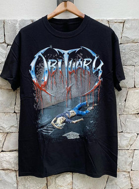 Obituary生死簿Slowly死亡金属乐队摇滚男女短袖小众重金属T恤潮