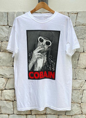 Kurt Cobain科特柯本人像摇滚短袖Nirvana涅槃乐队男女潮流Tee恤